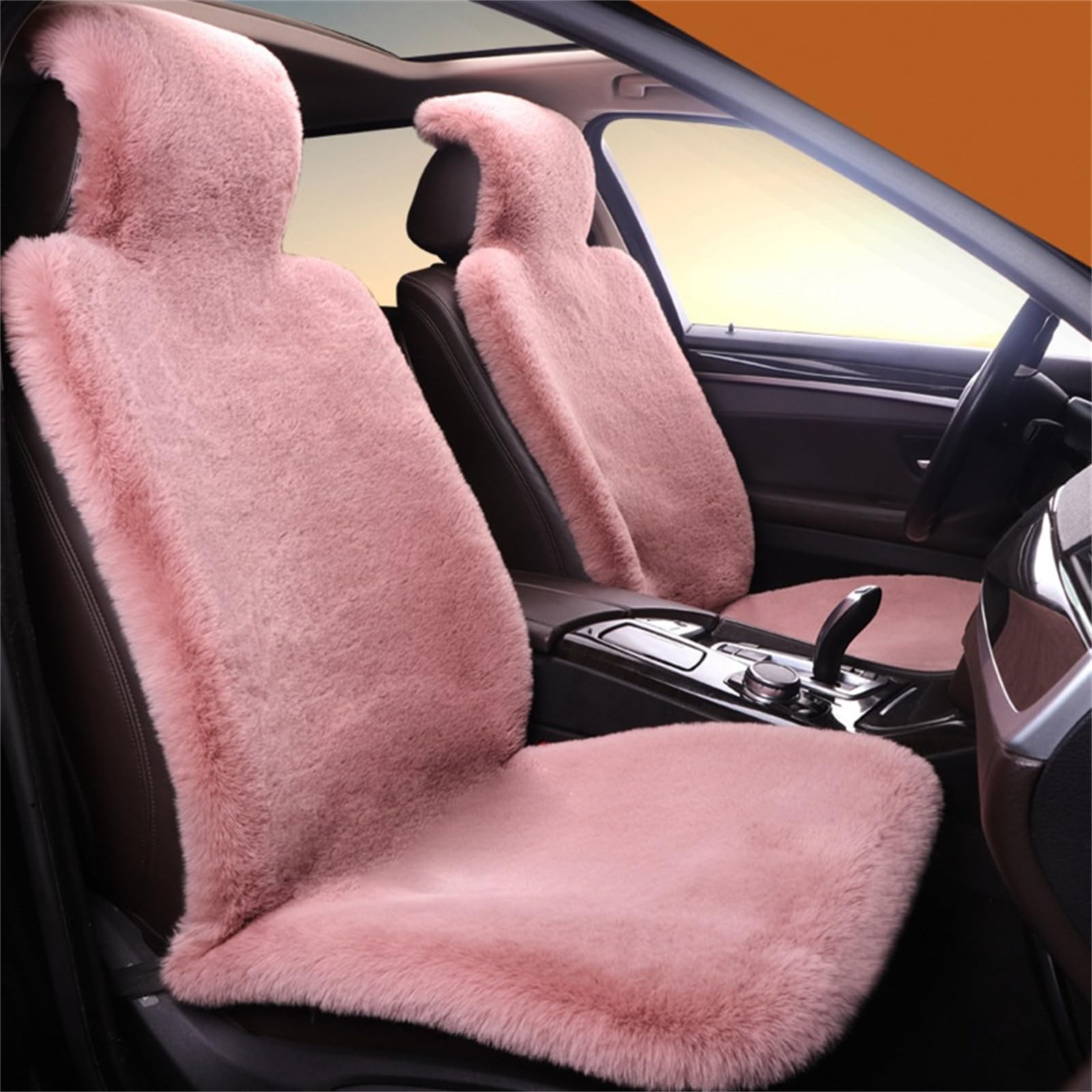 champracer Plüsch Autositzbezug, sitzauflage Auto, lammfell autositzbezug, autokissen winterplüsch, Universell für Autositz, Bürostuhl und meisten Stühle (Lotuswurzel Rosa)