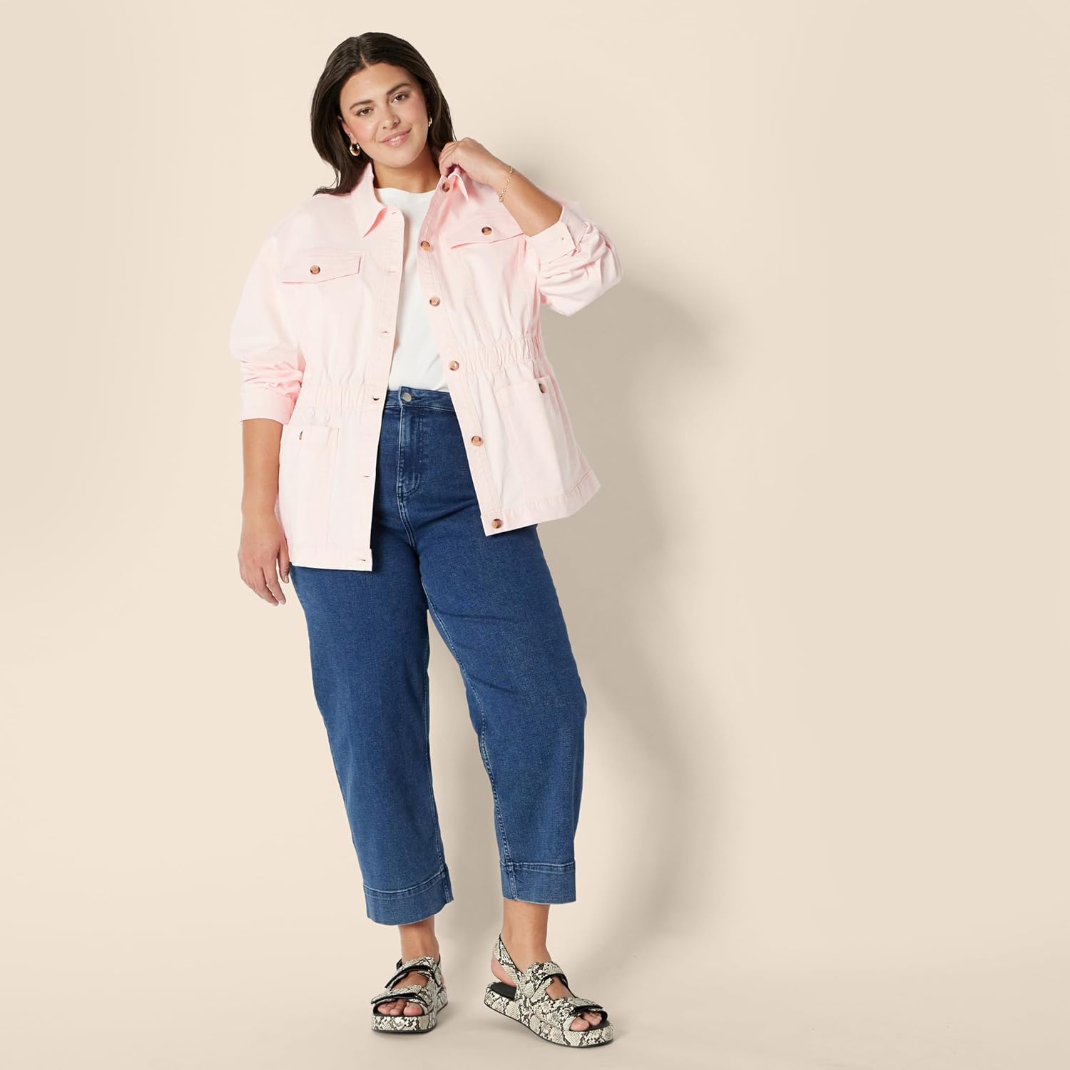 Amazon Essentials Women's Relaxed-Fit Dropped Shoulder Midweight Cotton Twill Jacket