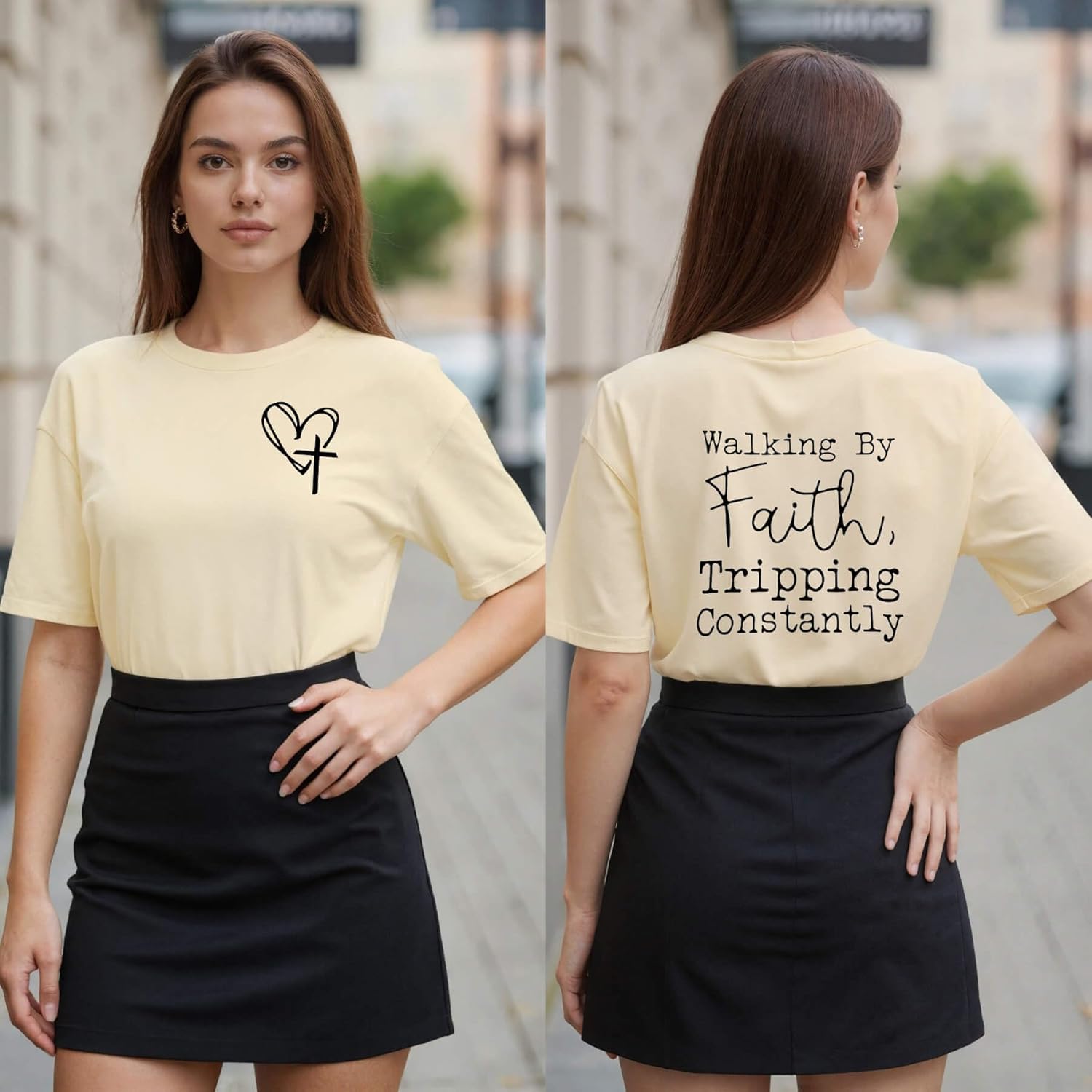 Christian Shirts for Women Walking by Faith Tripping Constantly Religious Tshirt Inspirational Bible Verse Tee - Image 2