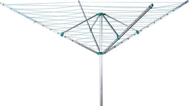 Beldray LA031198TQ Rotary Clothes Airer Washing Line, Garden/Outdoor Folding Laundry Drying Rack, 50 Metres, 4 Arm, Turquoise/Grey