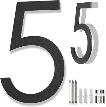 8 Inch Modern house Numbers for Outside Metal,Black large Address Numbers 5