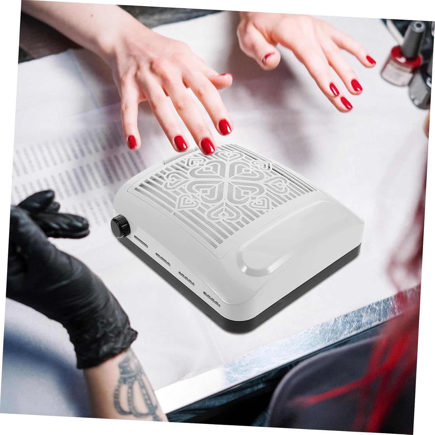 Didiseaon Nail Dust Collector with Powerful Ergonomic Hand Rest and Reusable Filters for Gel Nails for Professional Salons and Home Use