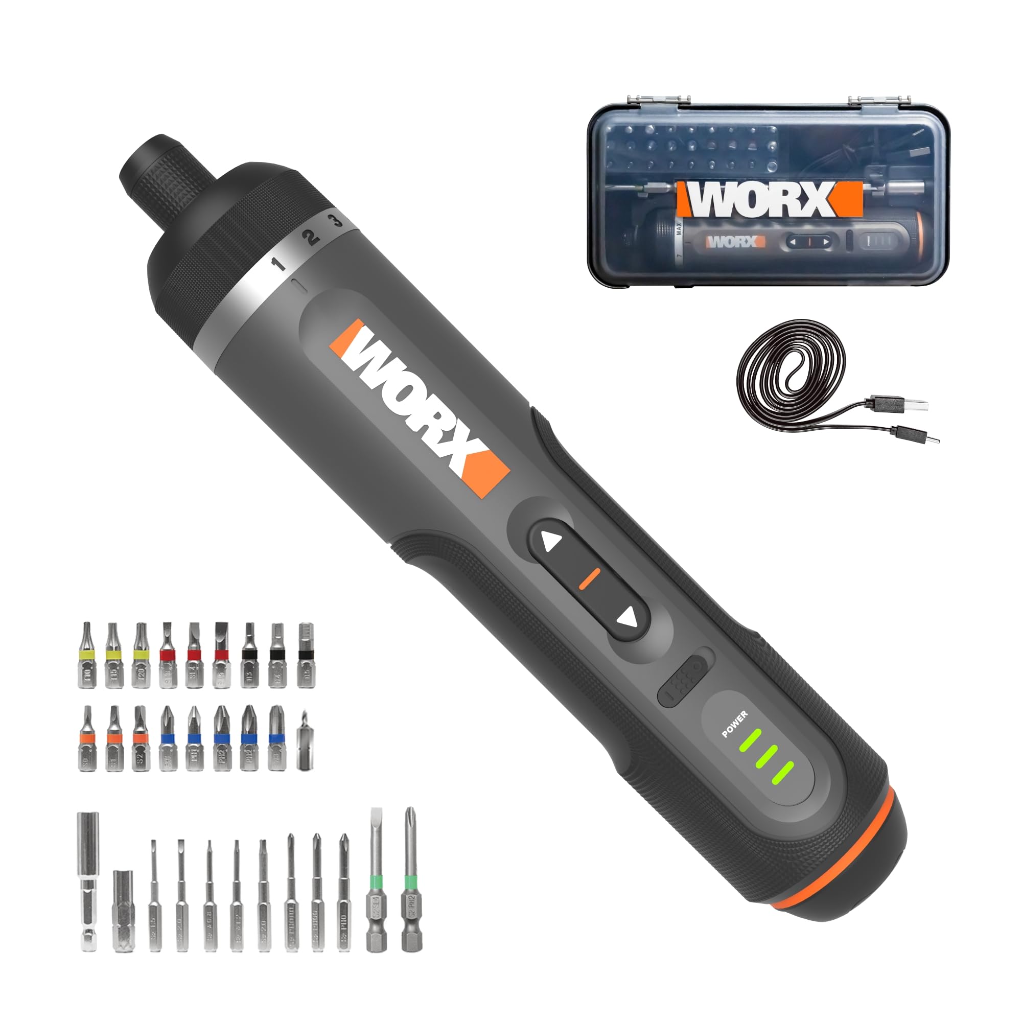 WORX Chave de fenda de lítio 4V Kit de acessórios de 30 peças