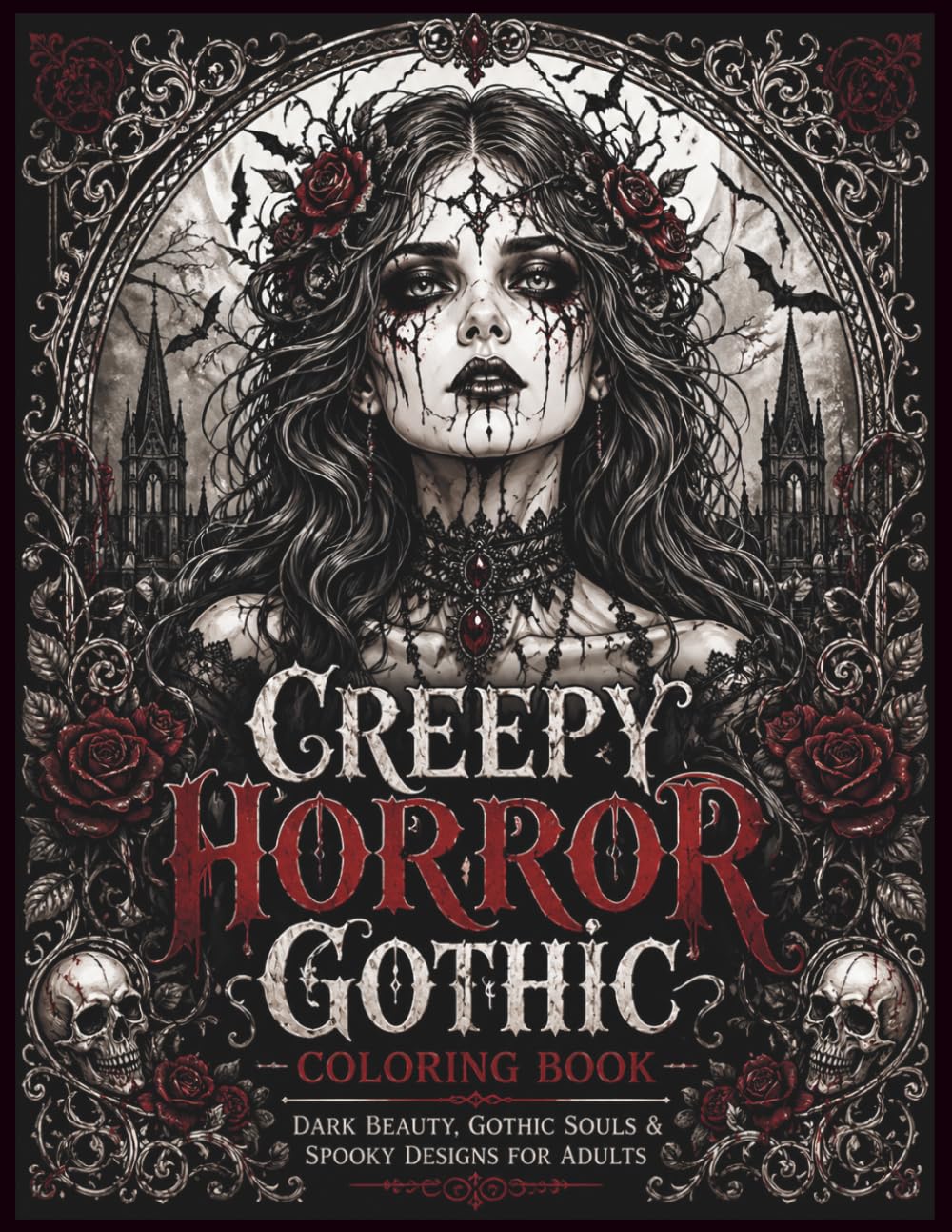 Creepy Horror Gothic Coloring Book for Adults: Dark Beauty, Spooky Girls, Haunted Souls & Gothic Art Designs for Stress Relief and Relaxation