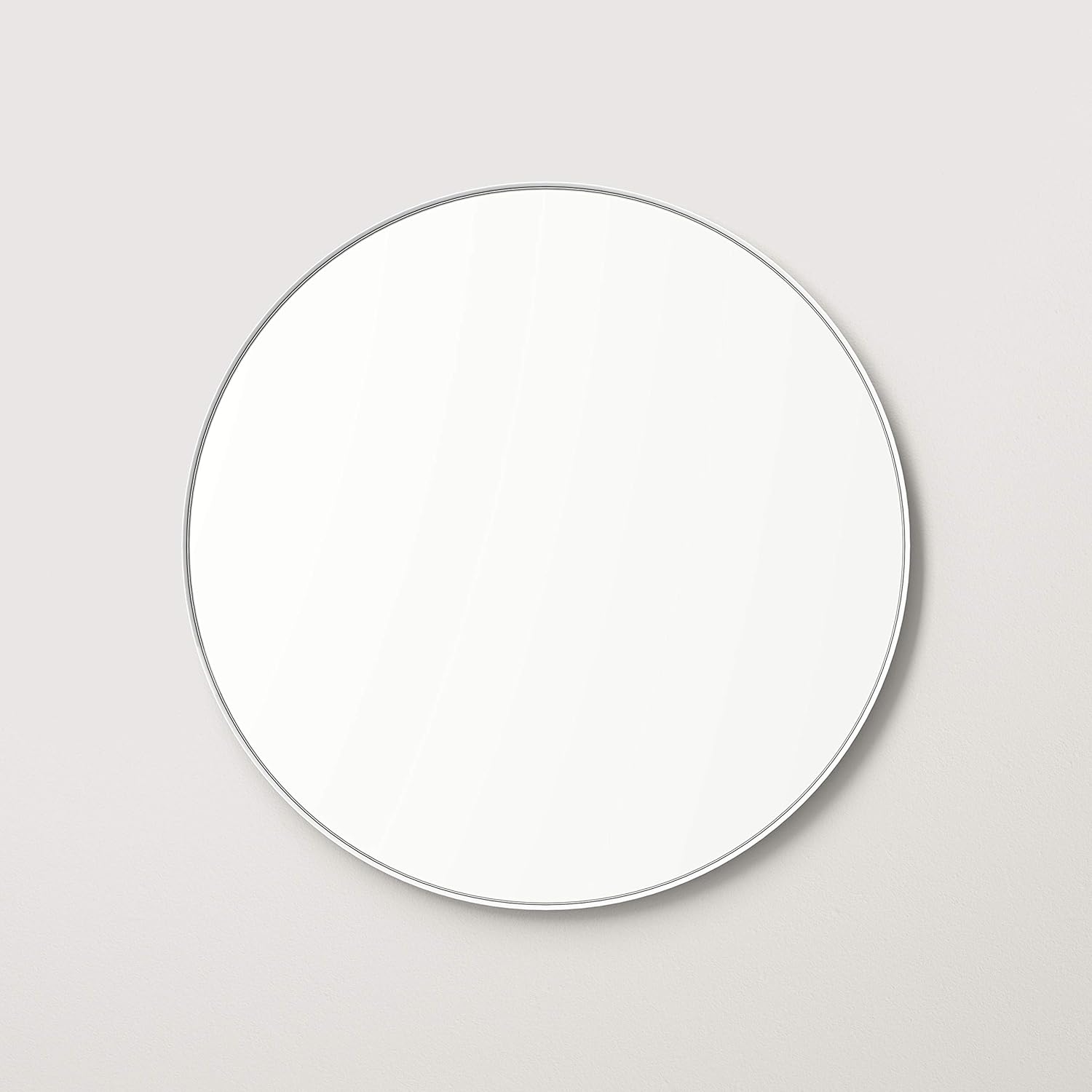 Better Bevel Wall Mirror | Bathroom Vanity Mirror | White Metal Frame | 36" x 36" Round