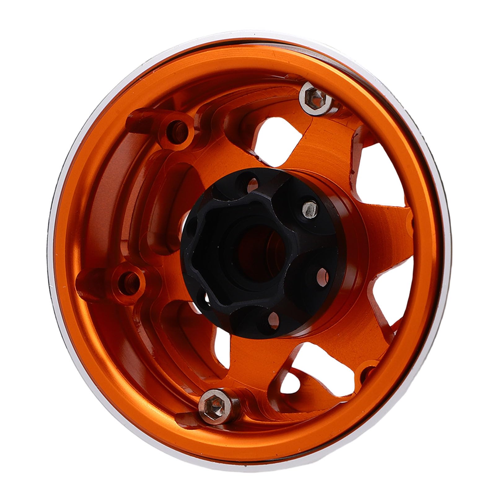 Cerchio Ruota Beadlock in Lega di Alluminio Leggero da 1.9 Pollici per Chenille RC, Installazione Rapida, Prestazioni Stabili, Confezione da 4 (Arancione)