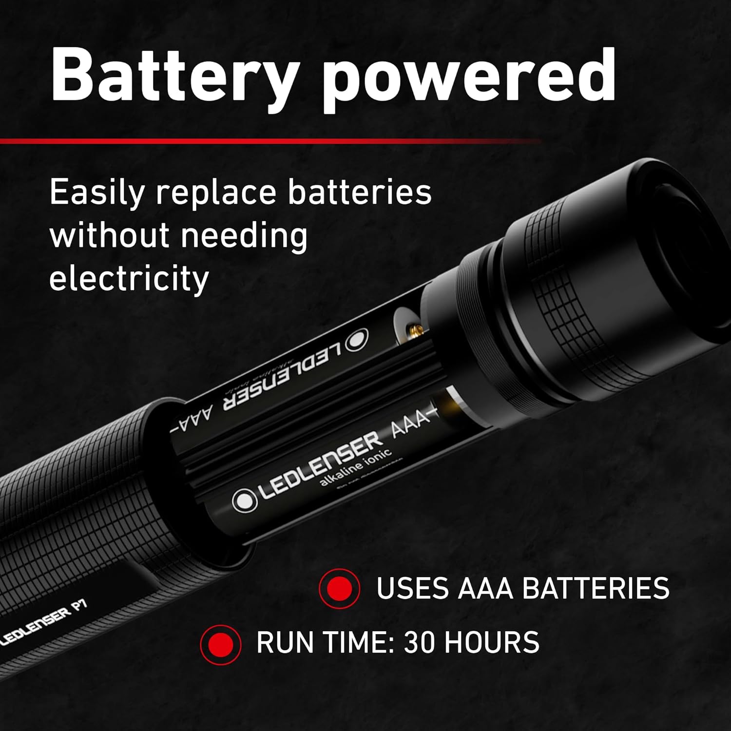 Ledlenser P7 Flashlight - Black Aluminum, Includes 4 AAA Batteries - Advanced Focus System & Bright Flashlight - Compact Size Work Light - Durable Aluminum - Up to 650 Lumens - for Work, Home & Life