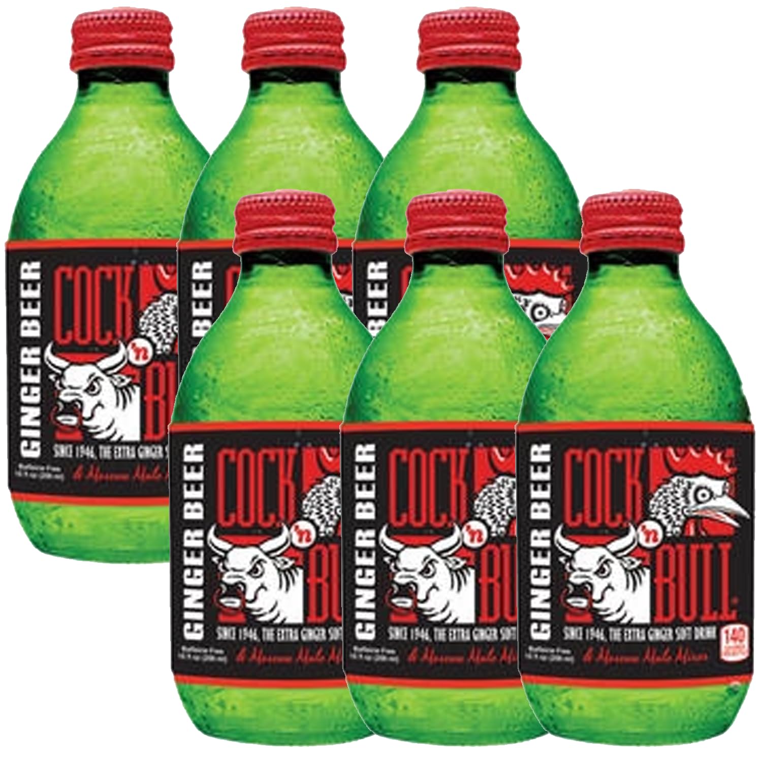 Cock n Bull Ginger Beer 6 Pack 10oz Soda Bottles - Ideal Mixer for Cocktails, Mocktails, and Bartenders - Premium Quality for Perfect Mixed Drinks - Refreshing Flavor Profile- Made In USA