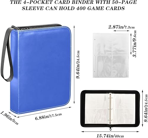 Vista 21 de Carpeta de tarjetas morada con 4 bolsillos, 400 bolsillos con 50 fundas extraíbles, álbumes de tarjetas intercambiables, carpeta de tarjetas