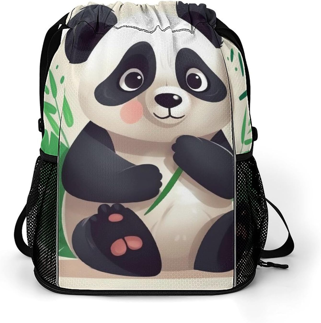 Small Gym Bag Panda Star Printed Drawstring Gym Bag for Men Lightweight Waterproof Drawstring Backpack for Women with Shoe Compartment for Travel Tourism Work And Fitness