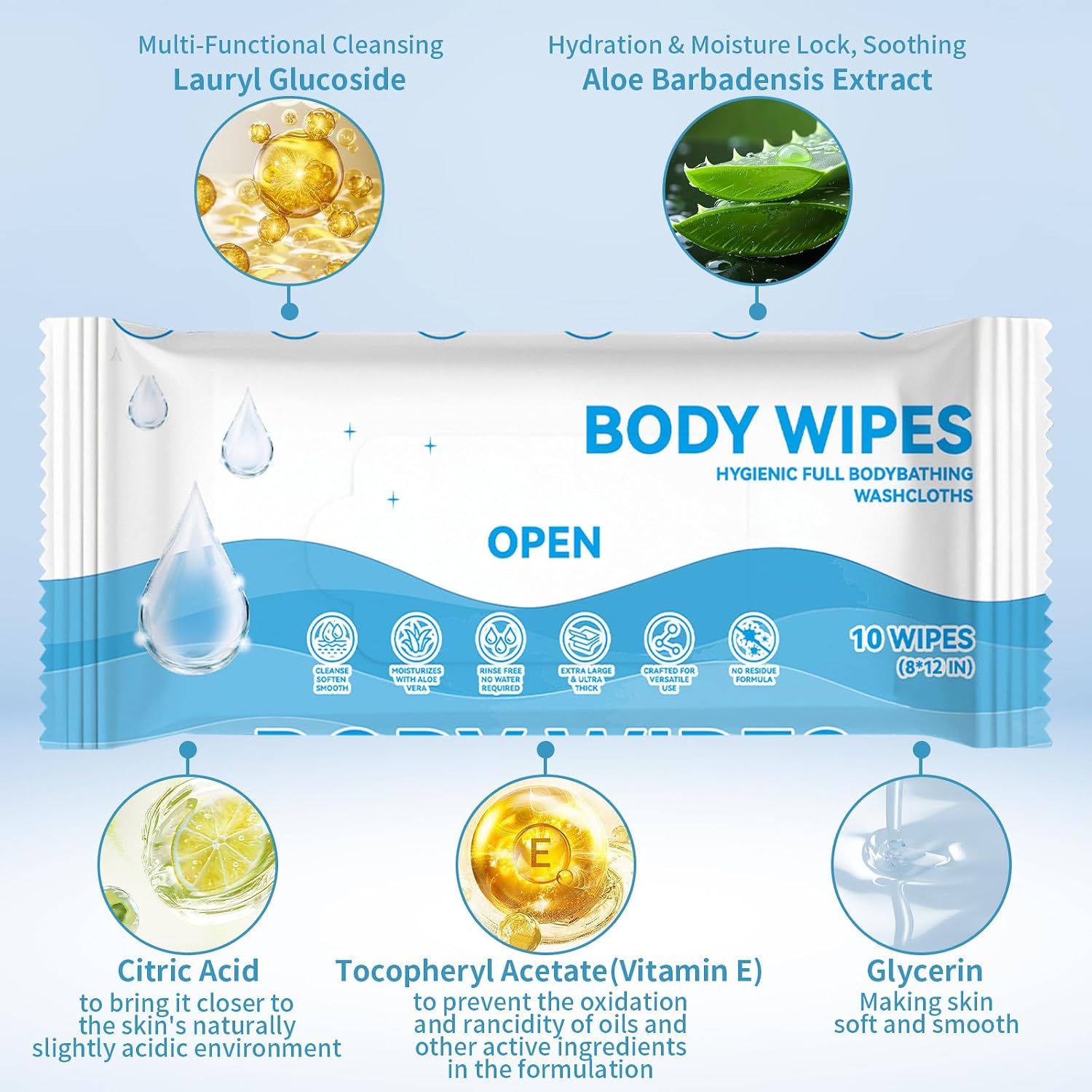 350 XL Body Wipes for Adults Bathing No Rinse, 8" x 12" Extra Thick Shower Wipes for Travel, Camping, Elderly Care, Hospital, Personal Cleansing Hygiene Essentials for Women Men, 35 Packs