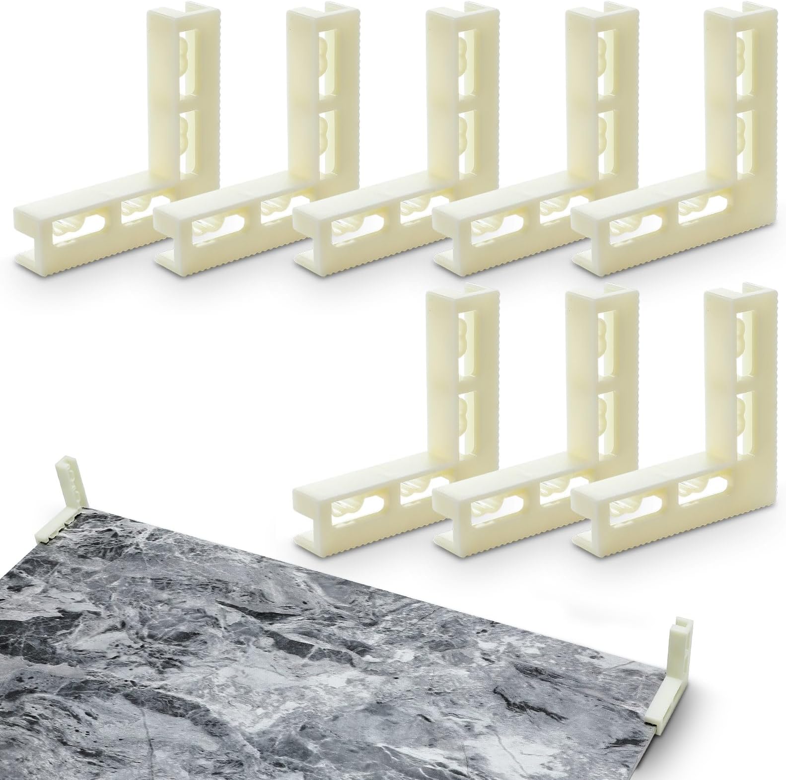 Threehoney 8 Pcs Photograph Backdrop Board Bracket 2.6 x 2.6 x 0.5 Inch Vertical L Shape Background Holder Stand Adjustable Plastic Backdrop Holder for Studio Photography Background Support