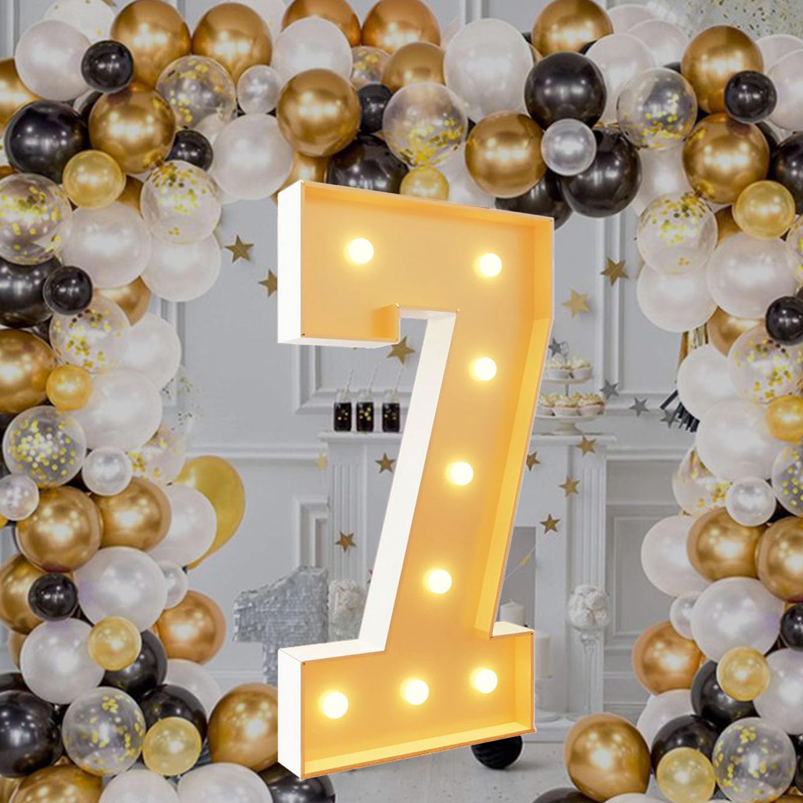 3.3Ft Marquee Light Up Numbers 7 for 7th Birthdays Party Decoration Large Light Up Large Block Mosaic Numbers Pre-cut Foam Board Set for Weddings Baby Anniversaries Decor