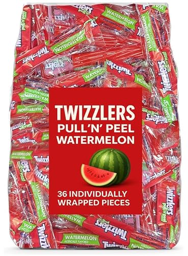 Pullin Peel Watermelon Licorice Candy – 36-Count, Individually Wrapped, Soft Chewy Candy, 1 Pound Bag