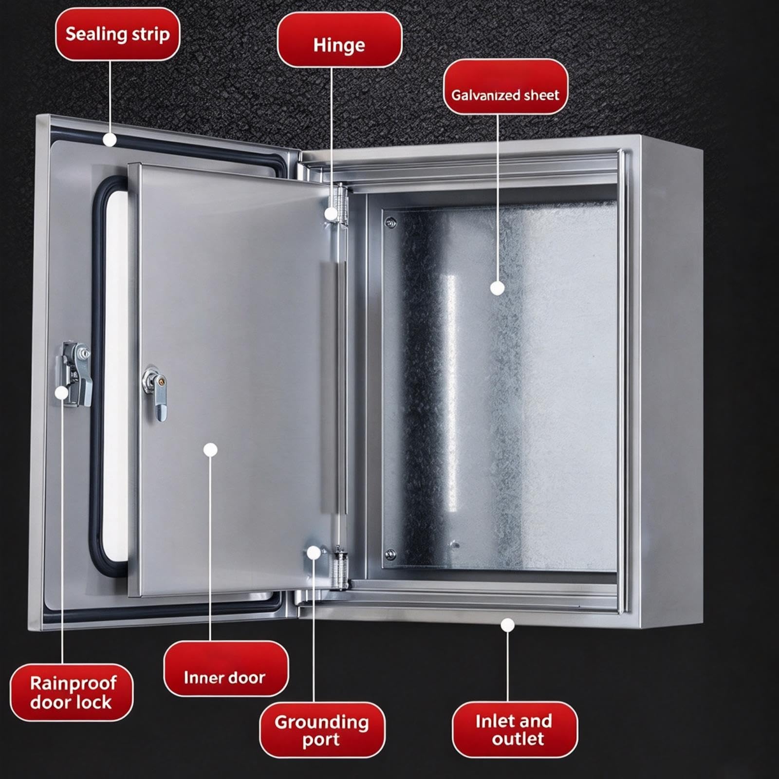 Contenitore Elettrico A Doppia Porta in Acciaio Inox,Impermeabile