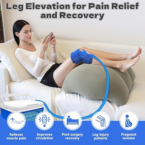 Miniatura 3 de Almohada inflable de elevación de piernas después de la cirugía, almohadas elevadoras de piernas de cuña para recuperación de lesiones, circulación