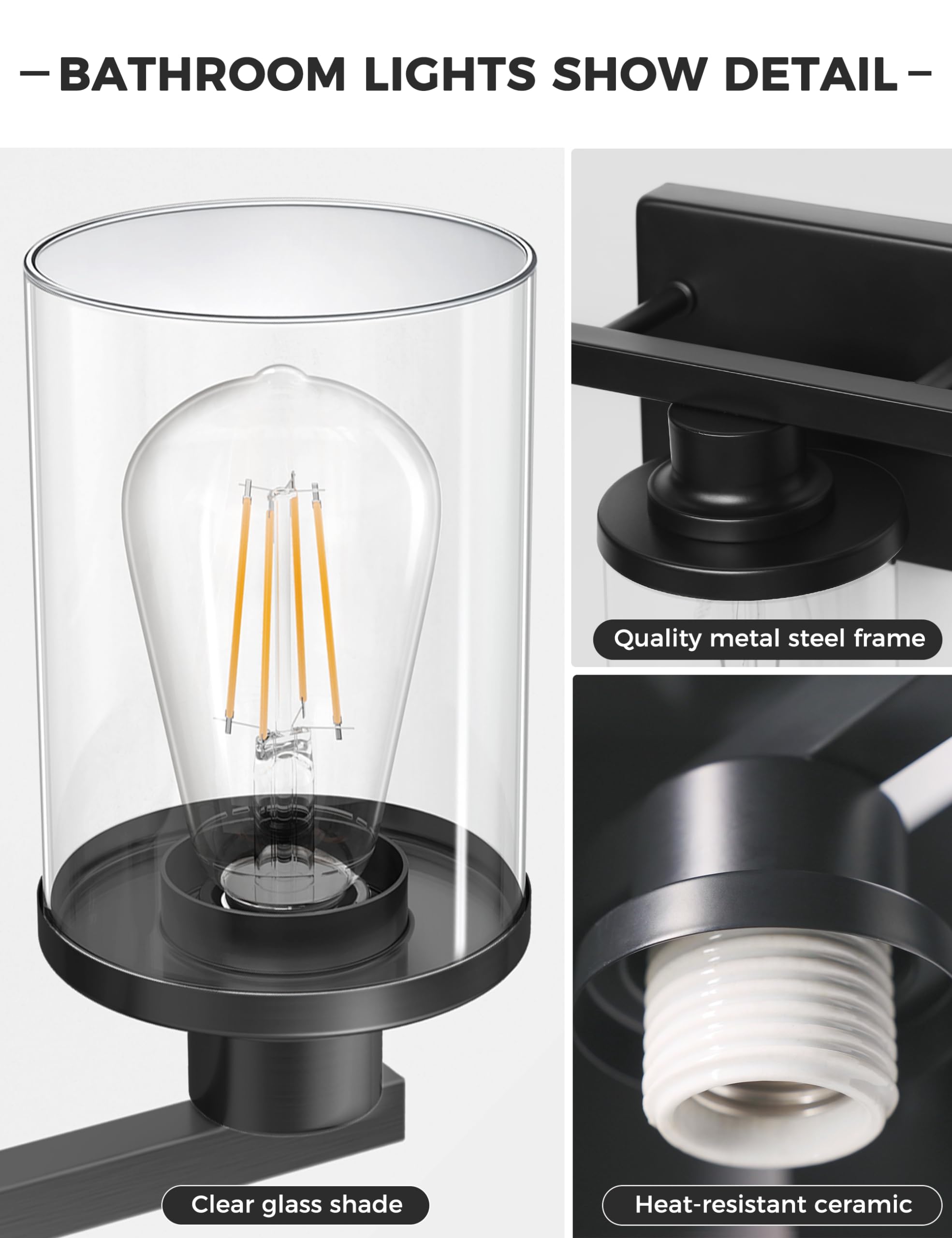 L LOHAS LED 3-Light Black And Gold Bathroom Light