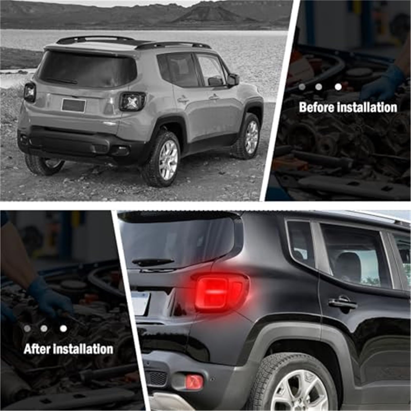 Kit staffa fanale posteriore, BTFWM Supporto lampada fanale posteriore con cablaggio e lampadina lato guida sinistro compatibile con 2015-2023, for Jeep, for Renegade, alloggiamento fanale posteriore