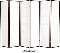 Vista 101 de Red Lantern Pantalla Shoji de doble cruz de 6 pies de alto, color blanco, 5 paneles