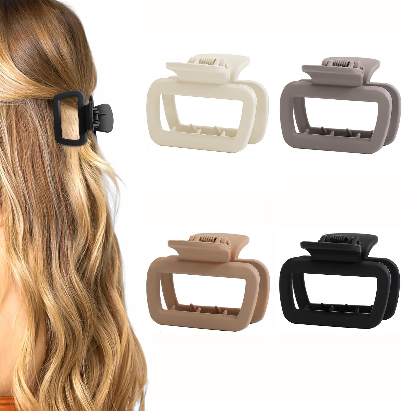 Nayyana® 4 pinzas para el pelo pequeñas, lindas pinzas de garra para mujeres y niñas, pinzas de pelo neutras redondeadas para cabello fino, corto y mediano, pinzas antideslizantes para la mandíbula