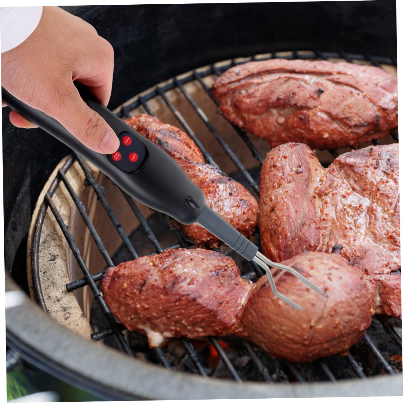 Grill Fleischthermometer Bbq Kochthermometer Mit Edelstahlsonde Für Lebensmittel Überwachung Wassertemperatur Öltemperatur Messung Gabelform Design