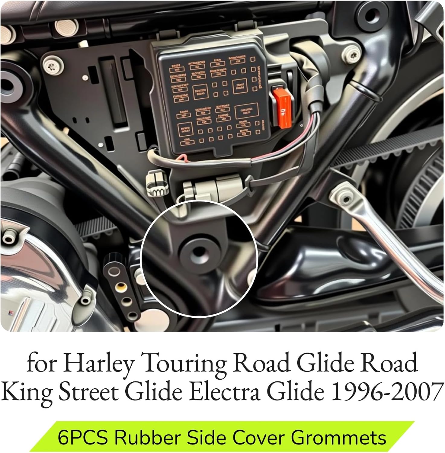 6PCS Rubber Side Cover Grommets for Harley Touring Road Glide Road King Street Glide Electra Glide Tour Glide Ultra Classic 1996-2007, Replaces OEM 0521-1235