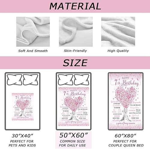 Miniatura 7 de Manta de regalo de cumpleaños para niña de 7 años, 60 x 50 pulgadas, regalos para niñas de 7 años, las mejores ideas de regalo de cumpleaños,