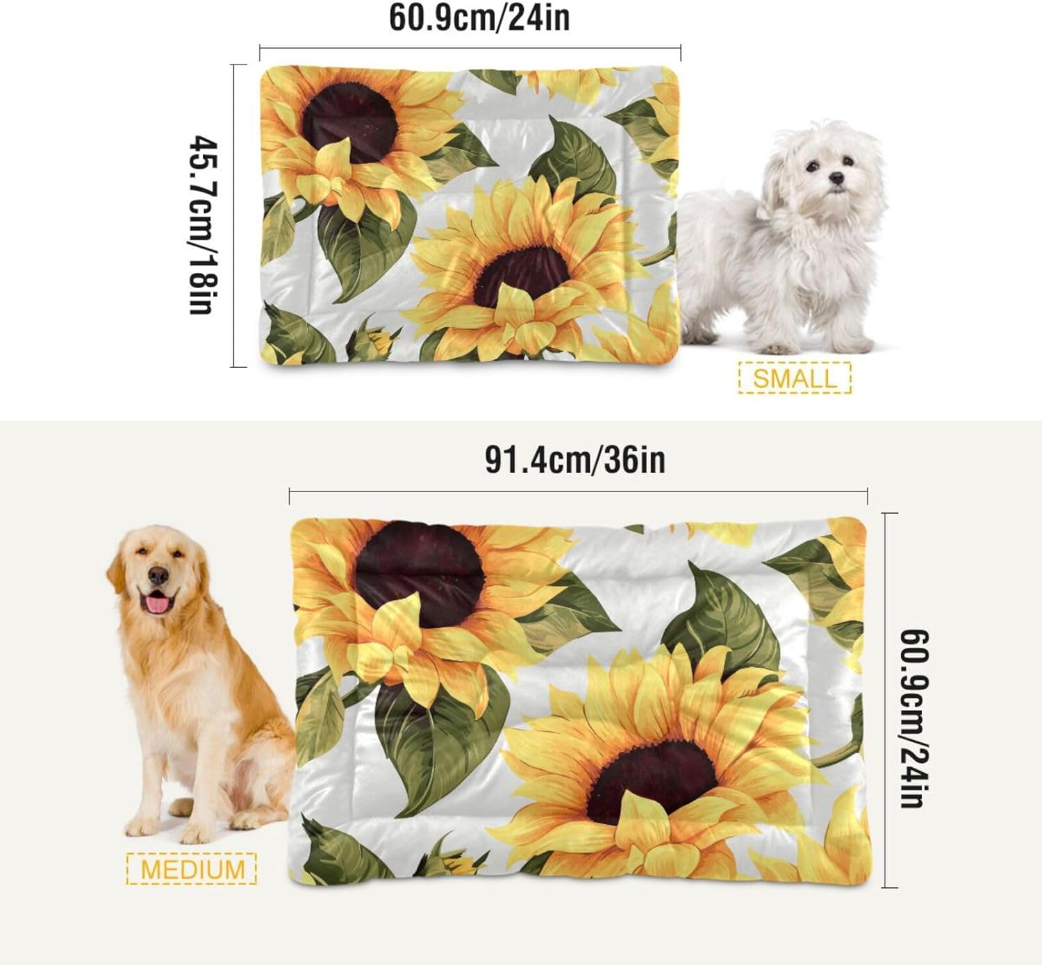 review Ultra Soft Pet Bed Washable Dog Bed Crate Mat for Dogs Fleece Dog Crate Kennel Pad Cat Pet Bed Liner 24x18in Beautiful Sunflowers Pattern