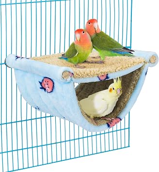 Bird Bed for Cage Hanging Hammock Snuggle Hut Parrot Tent Toy Bird Nest Perch for Parakeet Budgies Cockatiels Cockatoo Finch Conures