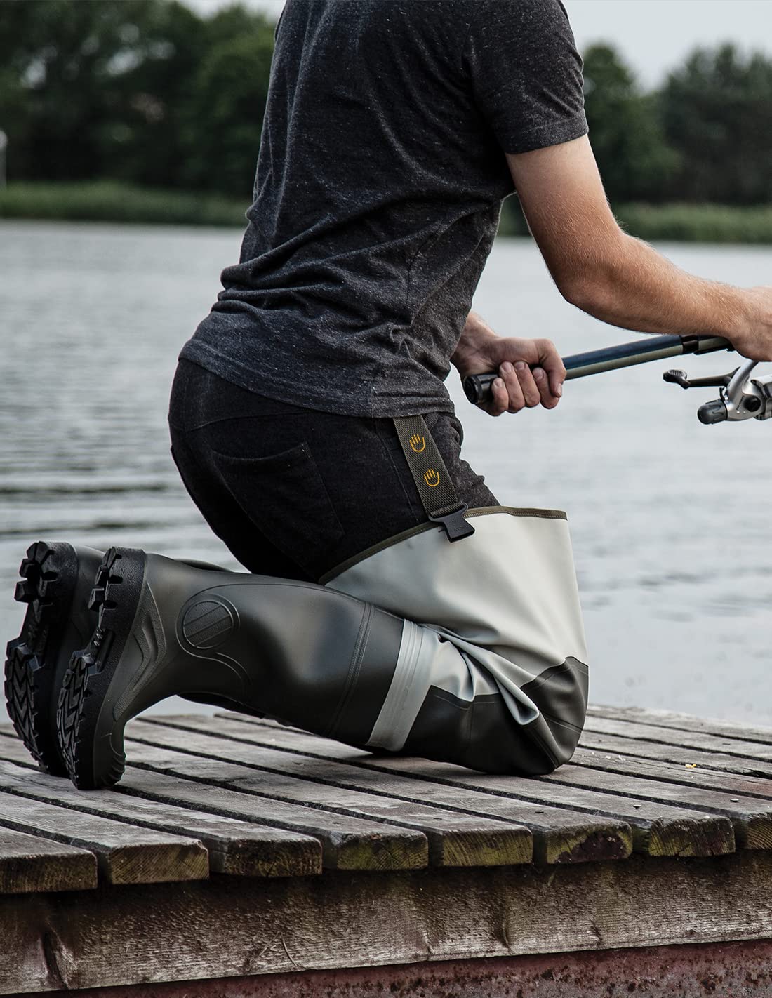 PROS wasserdichte Watstiefel Oberschenkel Wathose mit verstärkten Knien