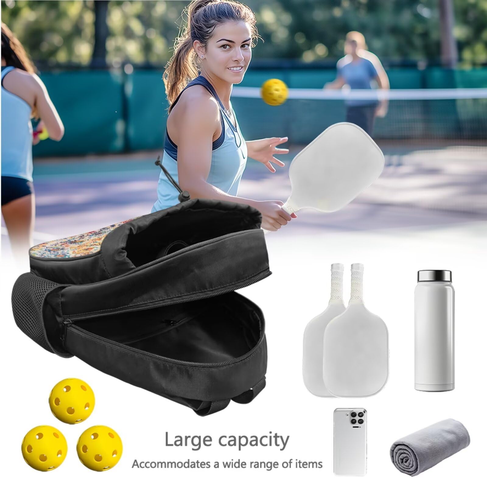 Set di 2 racchette da pickleball con superficie in fibra di vetro, ideale come regalo per principianti