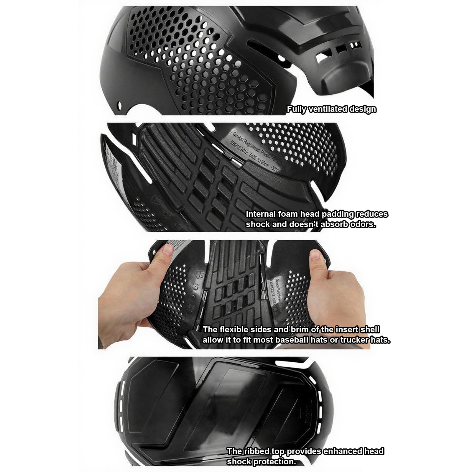 Guscio protettivo del berretto antiurto - Fodera interna ventilata leggera da 150 G, protezione rigida in polietilene per cappelli da baseball | Forniture affidabili per l'elaborazione in officina Cad
