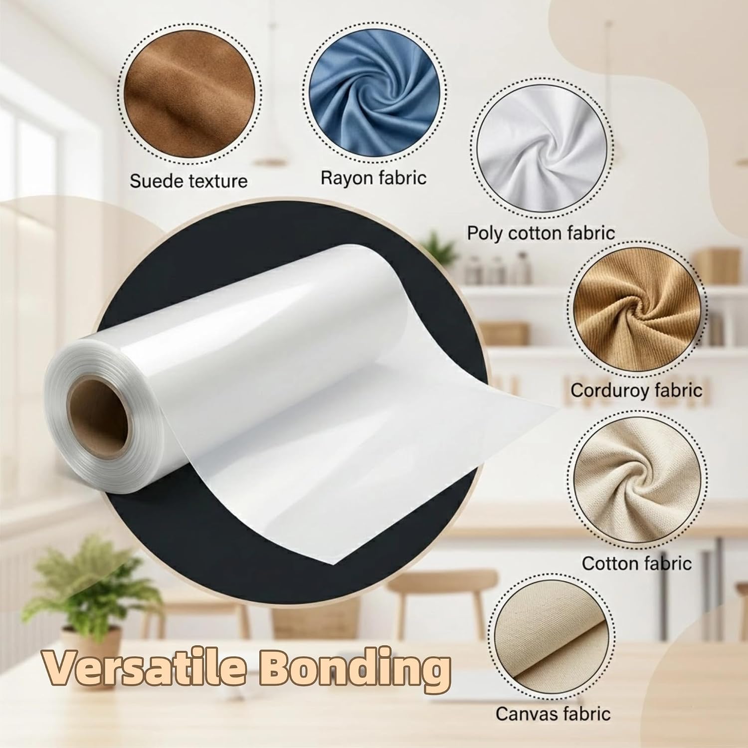 Double-Sided Iron-On Adhesive Film in Light Weight Fusible Bonding Web, 11.8" x 12 Yds, for Fusible Interfacing, Heat Melt Fabric Glue Sheet Ideal for Fabric Sewing and DIY Projects.（DS-04）