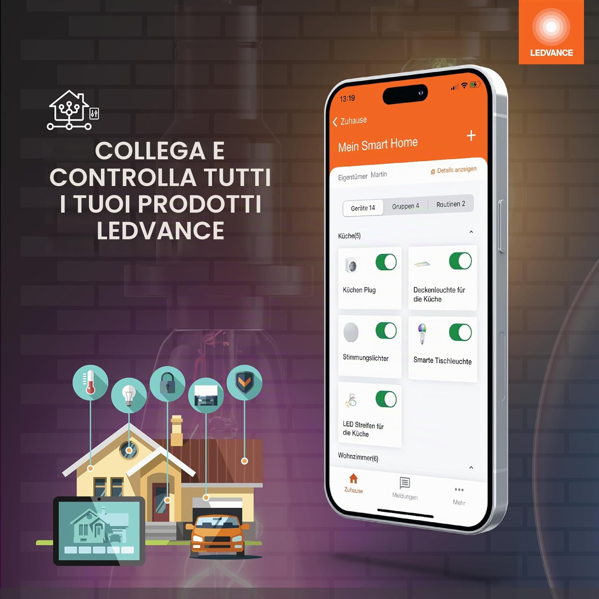LEDVANCE SMART+ String catena di luci colorate WiFi da esterno, 4,5 W, 240 lm, nera, luce bianca calda (3000 K) e luce RGB 16 milioni di colori, controllo da app, compatibile con Amazon, Google, IP44