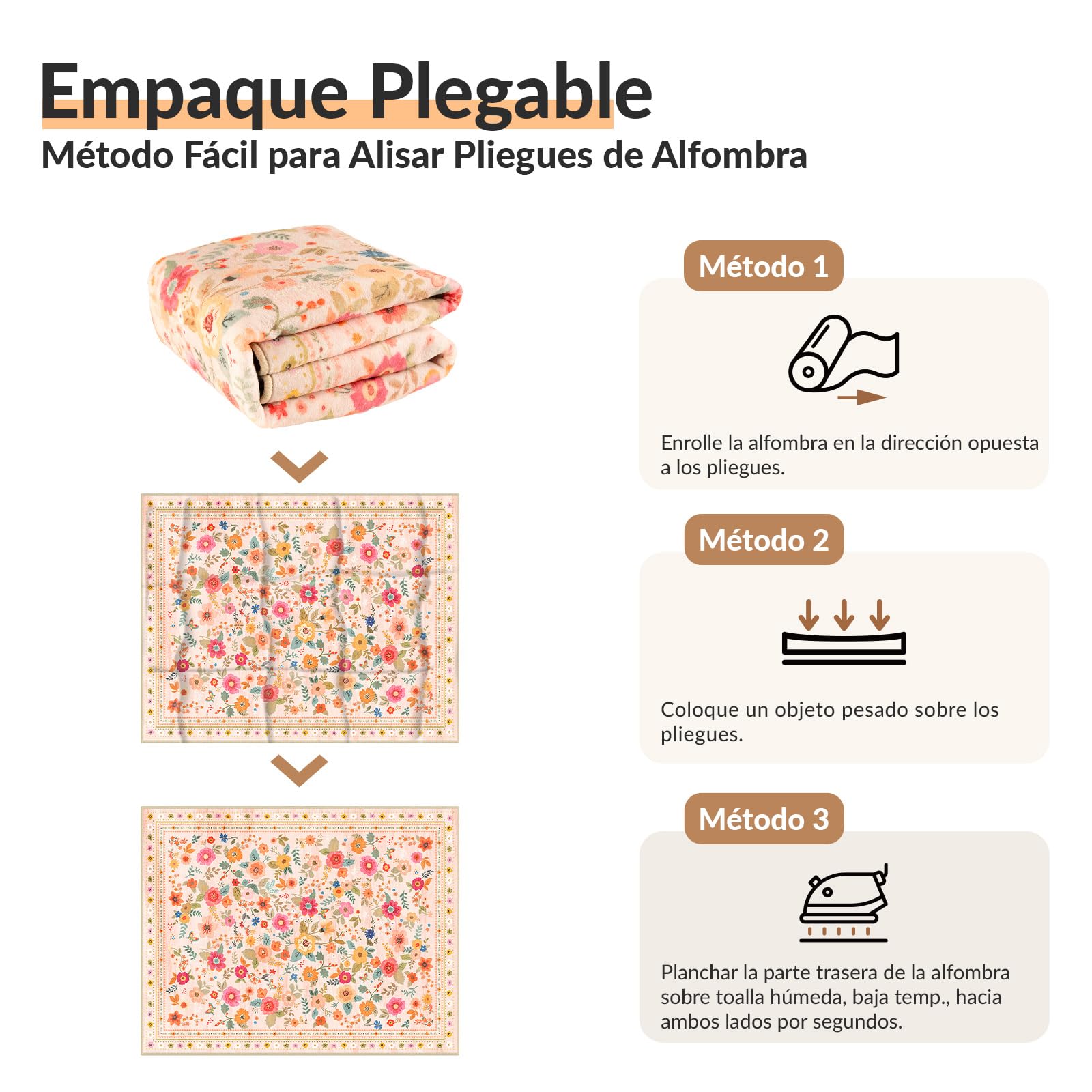 INOVADAY Alfombra Lavable 120x180 cm Rosa/Beige Alfombra de Salón | Dormitorio, Cocina, Recibidor, Baño, Comedor, Pelo Corto, Antideslizante, Estampado Floral, Boho, Suave, Fácil de Limpiar