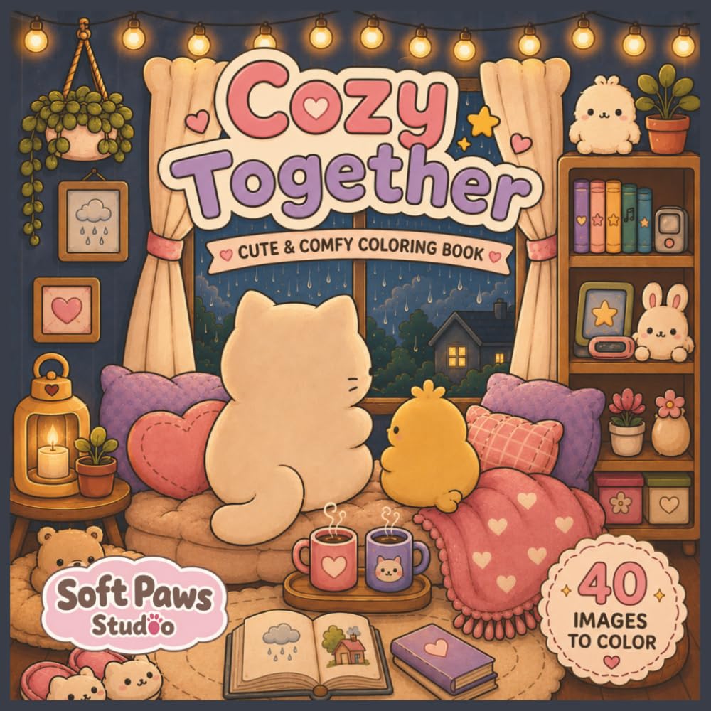 Cozy Together: Bold and Easy Coloring Book Filled with Cute Cozy Moments and Friendship Vibes