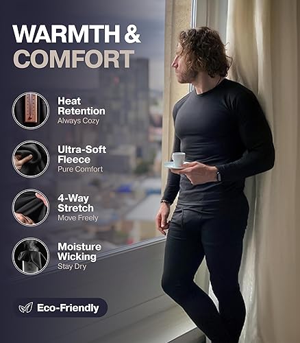 Vista 2 de Thermajohn Long Johns - Ropa interior térmica para hombre con forro polar para clima frío