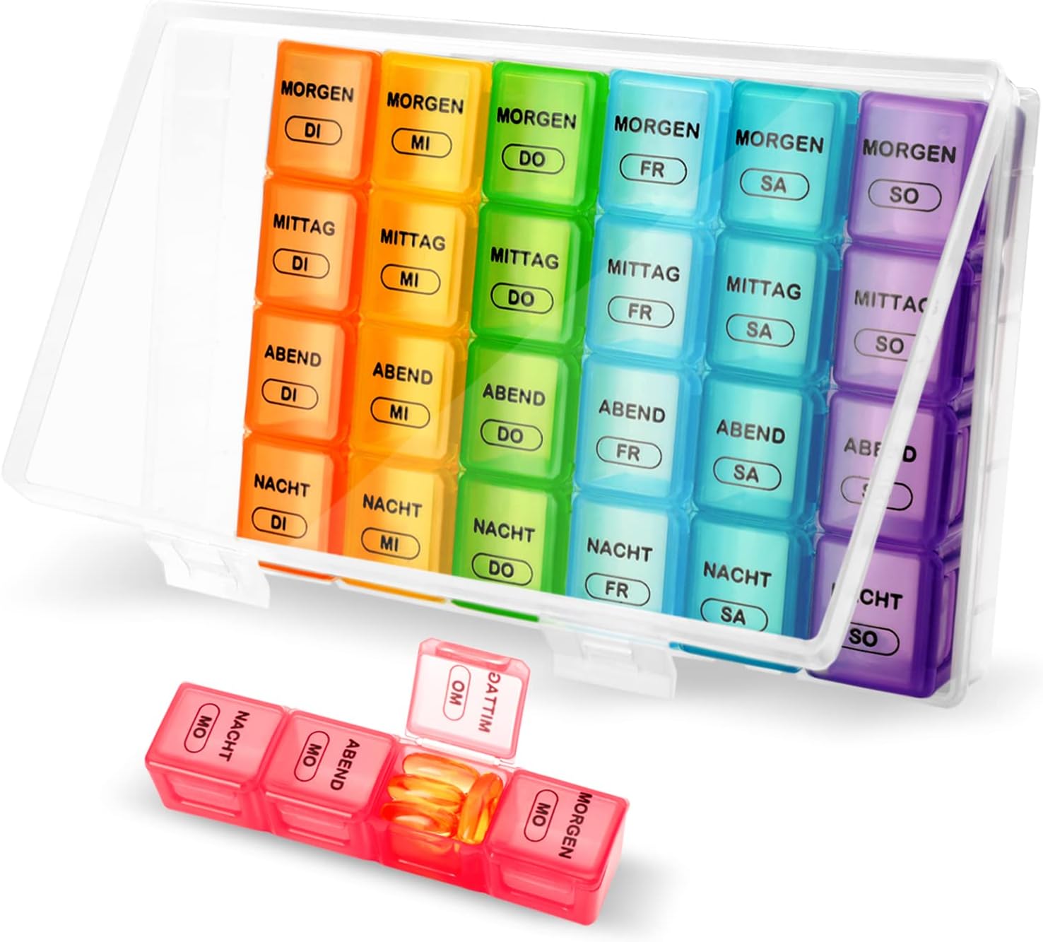 Tablettenbox 7 Tage Morgens Mittags Abends, Medikamentenbox 7 Tage 4 ...