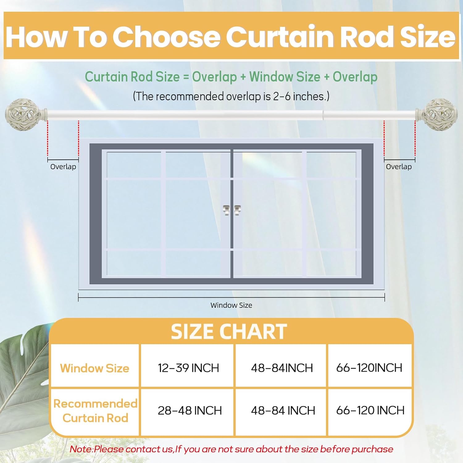 1 Inch Curtain Rod For Windows 48 to 84 Inches, Heavy-Duty Adjustable Decorative Curtain Rod With Rattan Leaf Hollow Finials For Bedroom And Living Room White