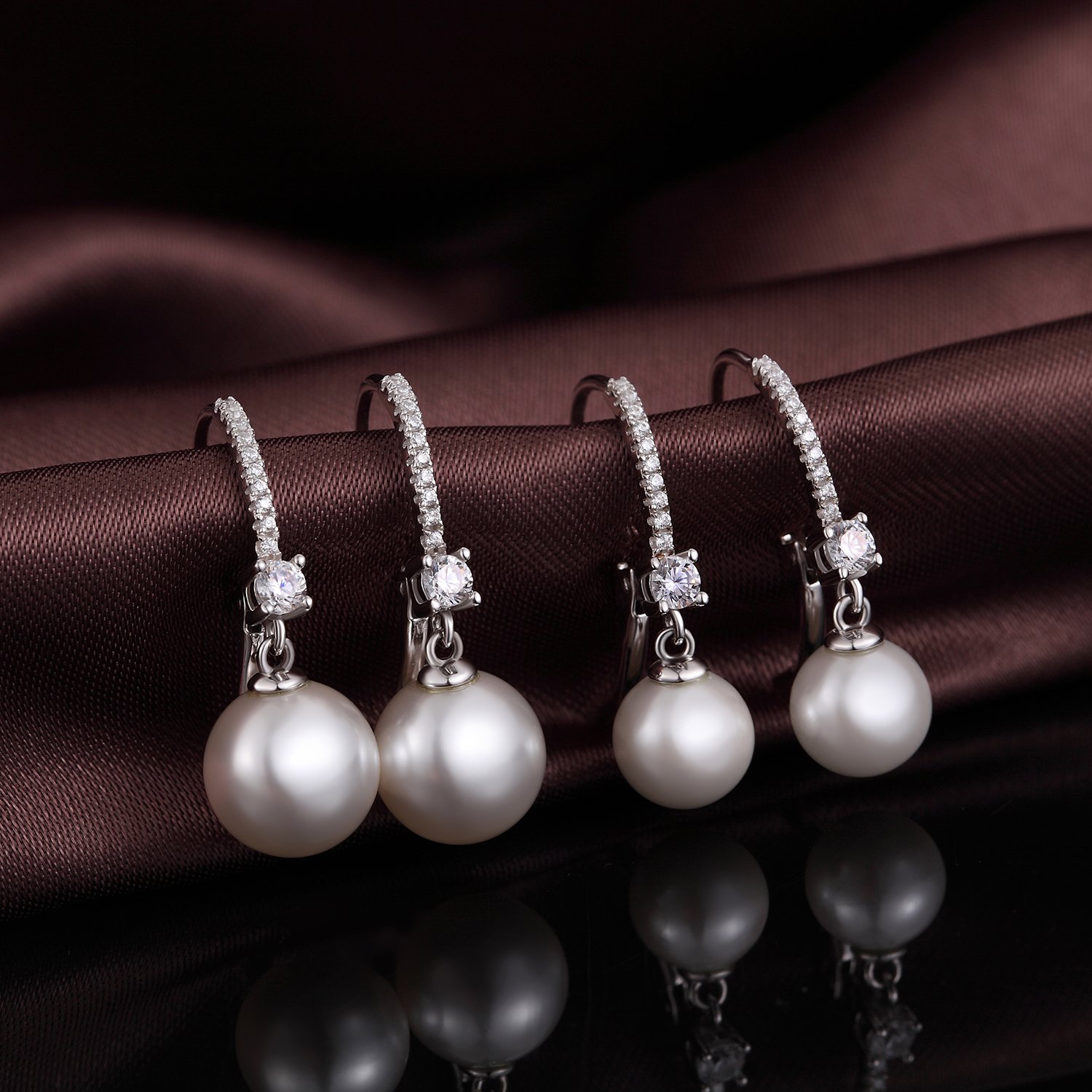 Orecchini Perle Donna in Argento Sterling 925 Orecchini Perle Pendenti Ipoallergenici Bianco Nera Perla Gioielli Regali da Donna Argento/Oro Rosa/Placcato Oro