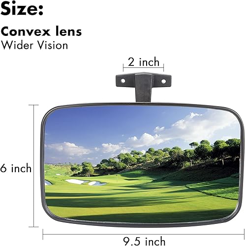 Miniatura 7 de 10L0L Juego de espejos para carrito de golf, espejos laterales y espejo retrovisor panorámico grande Radian extra ancho para EZGO Yamaha Club Car