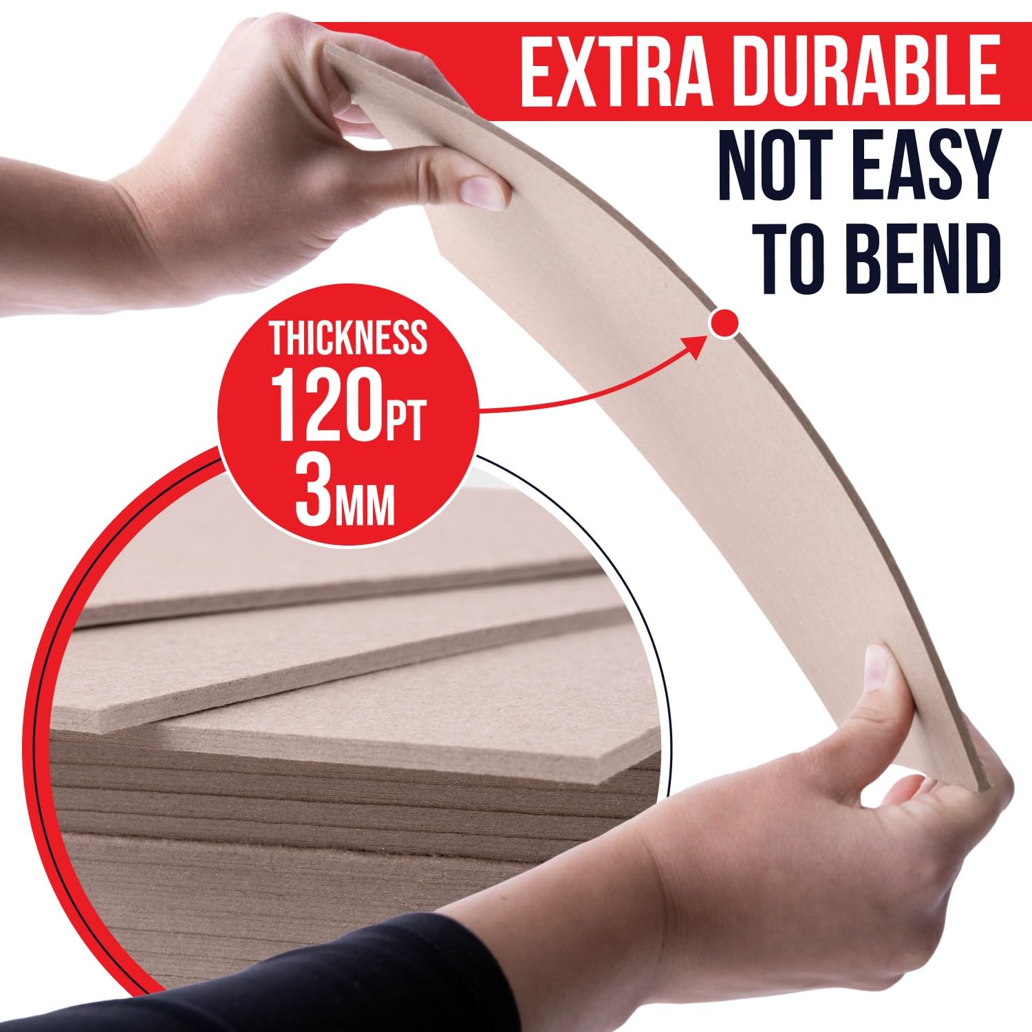 Paclord Hojas de aglomerado de papel kraft marrón de 9 x 12 pulgadas, 0.120 puntos, fabricado en Estados Unidos, aglomerado de cartón extragrueso de alta resistencia (paquete de 16), aglomerado