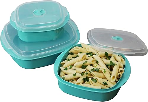 Miniatura 3 de Kit de 6 unidades de recipientes de cocina para microondas vaporera y refrigerador de Callypso Basics por Reston Lloyd 1 Turquoise