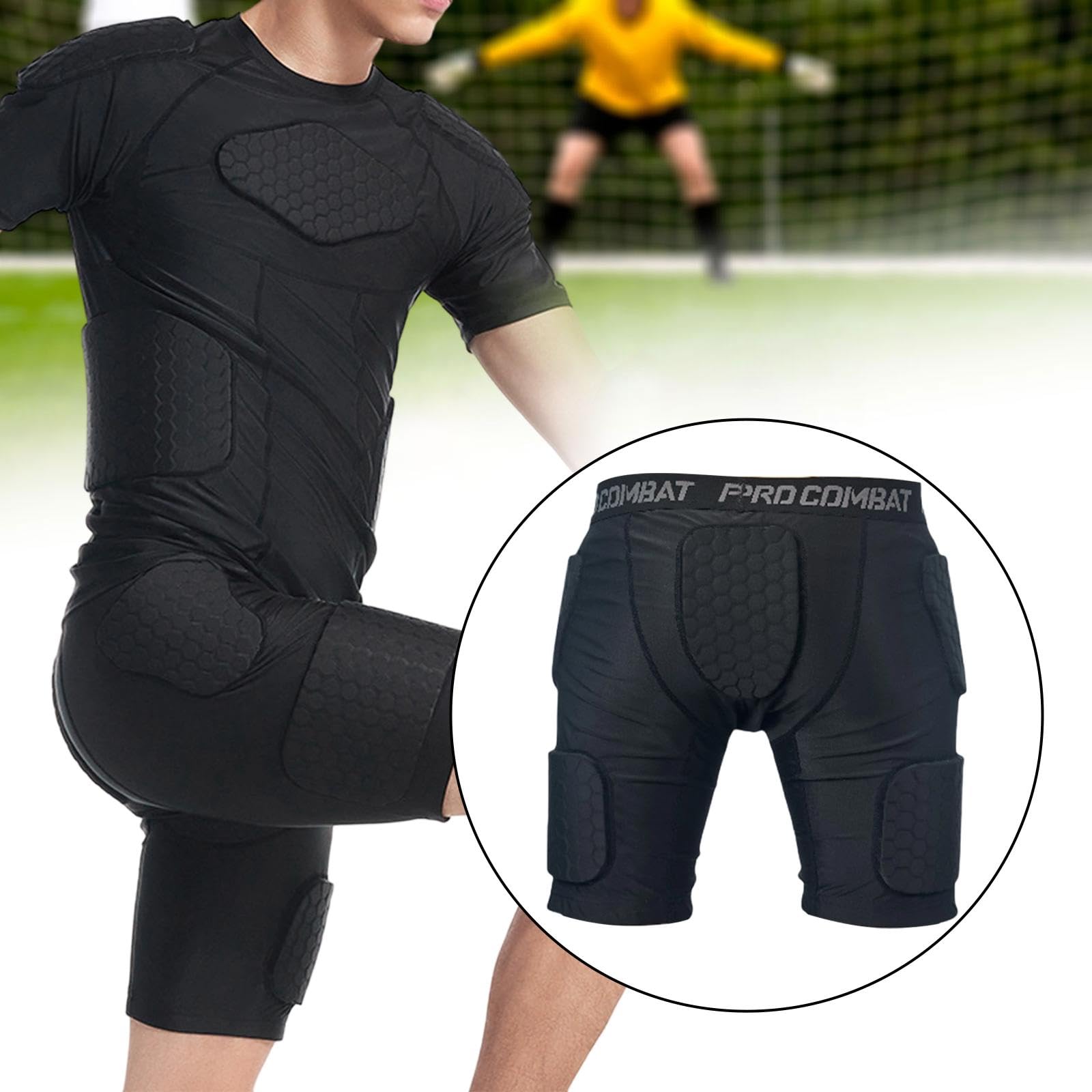 Perfeclan Pantalones Cortos Protectores de Fútbol con Acolchado EVA para Muslos y Protección contra Impactos