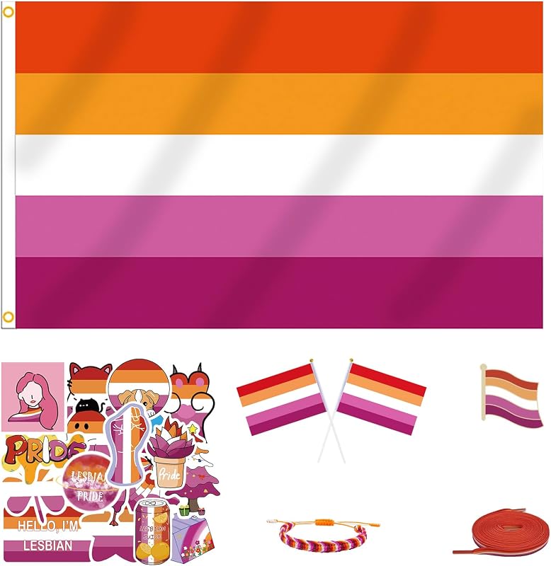 PRIDE 3x5 FT WLW Lesbian Flag Bundle for LGBTQ+ Accessories Present Celebration Parades Home Decor Party Supplies Festivals