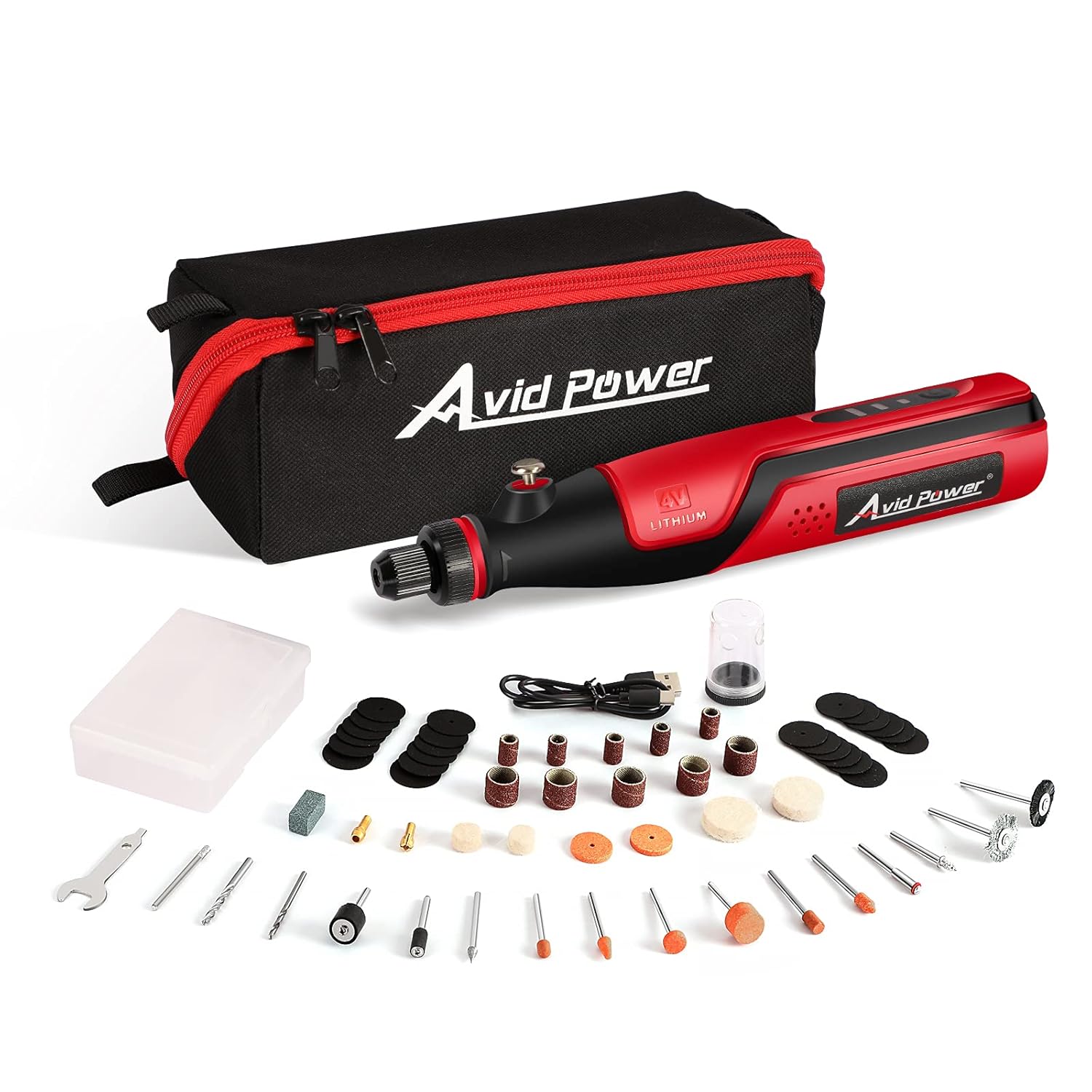 AVID POWER 4V Cordless Rotary Tool with 62 pcs Rotary Accessory Kit,3