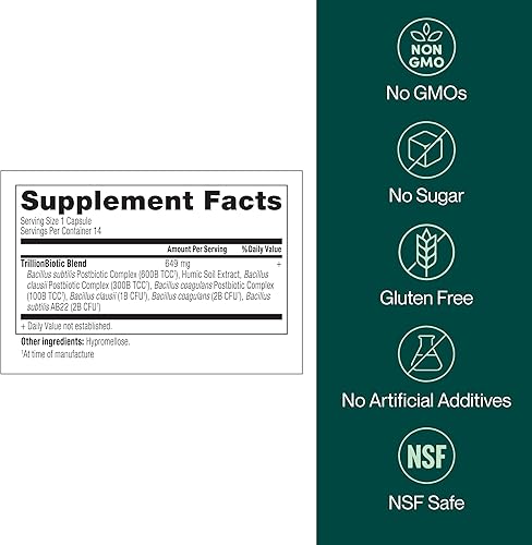 Miniatura 5 de Trillón de probióticos - 1 billón de UFC con prebióticos, probióticos, parabióticos y postbióticos - Bacillus Subtilis AB-22 - Salud intestinal,