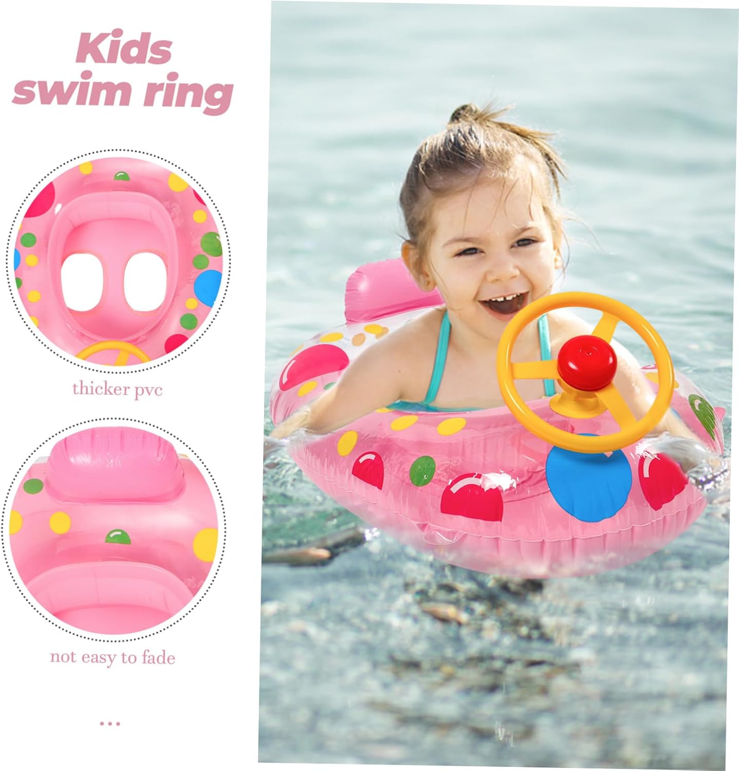 Toddmomy Boys and Girls Inflatable Pool Floats Yacht Shaped Swimming Ring Loudspeaker Toddler Water Toys Safe Swim Seat for Babies