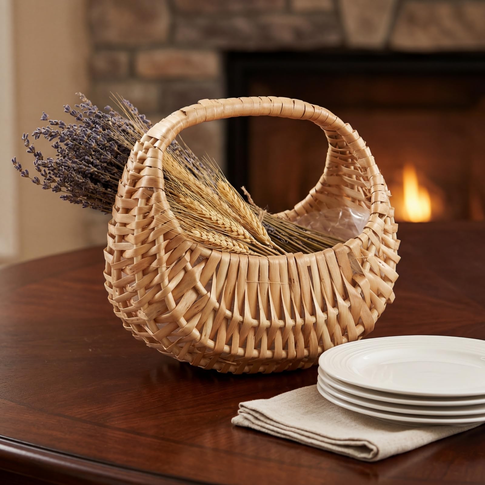 Lyellfe Paquete de 2 cestas de mimbre pequeñas con asa, cesta tejida con forro de plástico, cesta decorativa para huevos, cesta de mimbre de sauce para bodas, regalos, camping, decoración del hogar