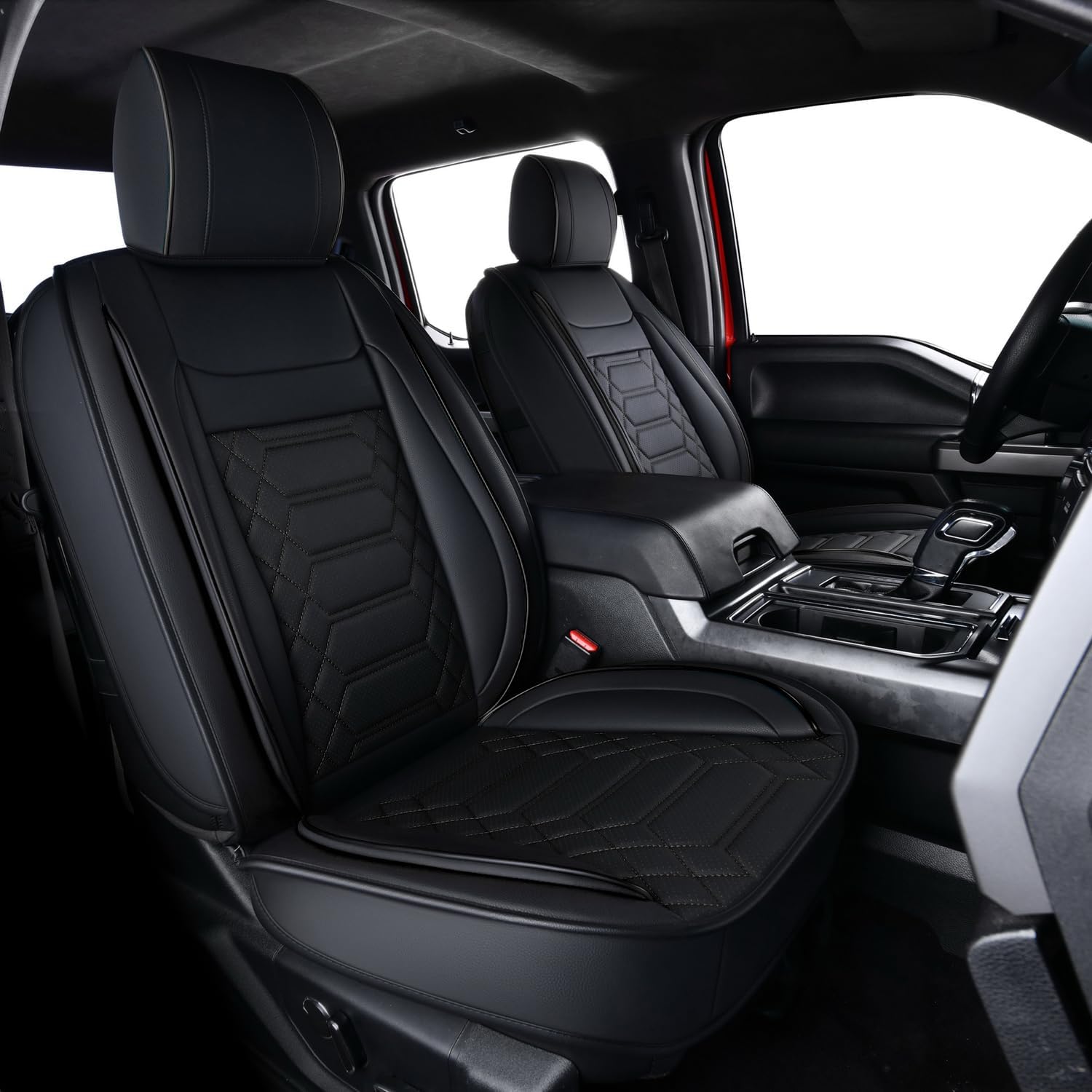 RISINGSTAR Ram Seat Covers, Faux Leather, fit for 2011-2026 Ram 1500 2500 3500 1500 Classic Crew Quad Mega Cab with Flat Rear Split Bench(Full Set, Black)